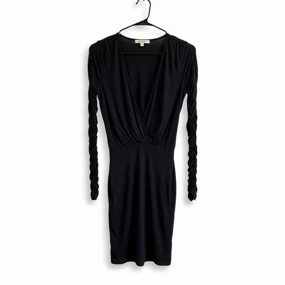 ASOS Design Women's V-Neck Long Size 0 Sleeve Ruched Mini Bodycon Dress - Picture 9 of 13